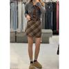 Slimming Plaid Woolen Skirt for Women - Elegant Korean Style, Knee-Length, Anti-Exposure