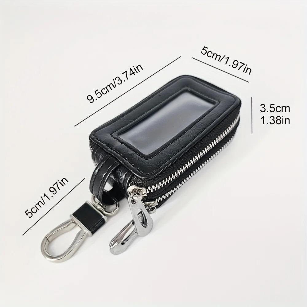 Cowhide PU Leather Double-Layer Key Case Secure Waist Hanging Car Key Storage - Stylish Mini Bag for Interior Accessories