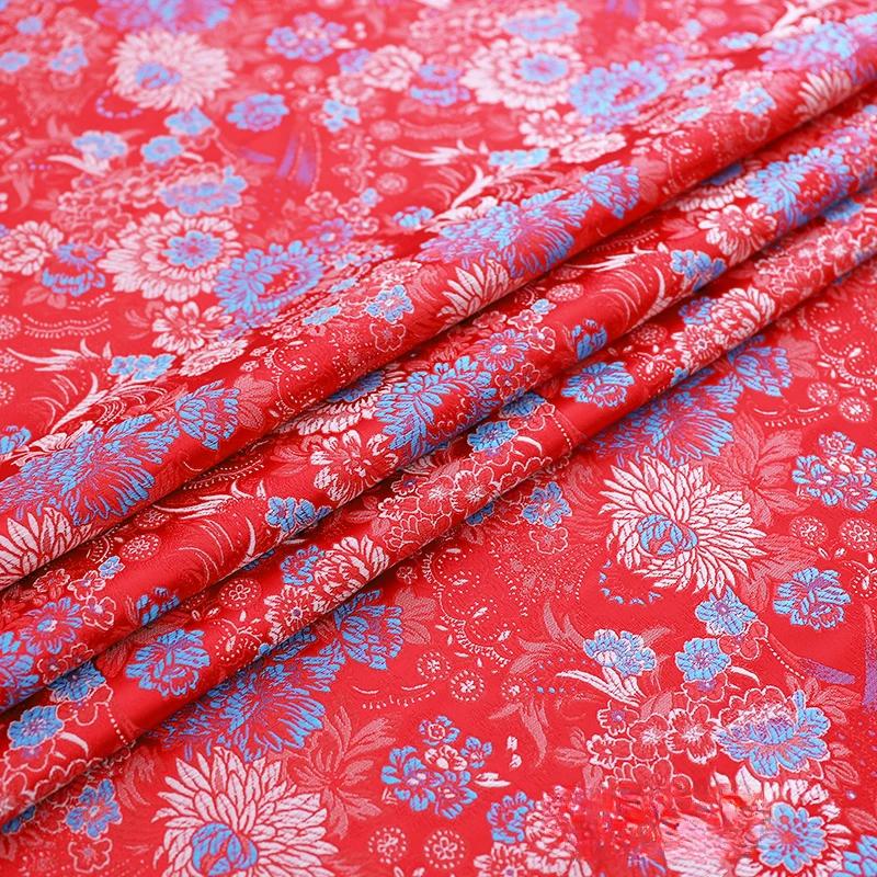 75x100cm Brocade Silk Fabric Beautiful DIY Material with Flower Pattern Sewing Handmade Patchwork Textile Cloth
