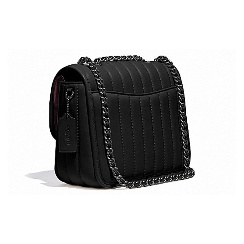 Coach Madison 23 Quilted Flap Chain Leather Small Square Bag Crossbody Shoulder Bag Women's Black
