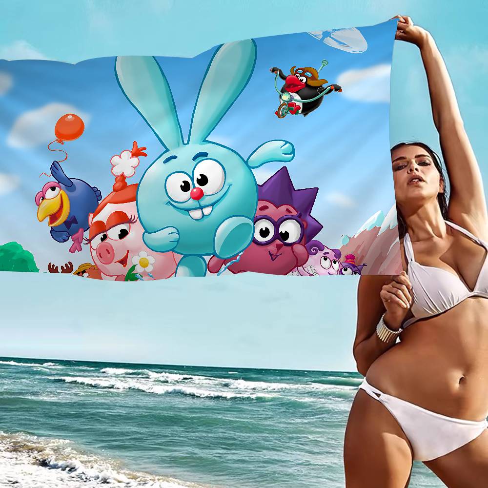 Popular S-Smeshariki Animation Anime Beach Swimming Towel Soft Absorbent Washcloth Children's Gifts For Kids Travel Camping Gym