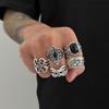 Fashion Diamond-Studded Ring Set for Men, Stylish and Unique Hollow Pattern Cross Ring, Men's Jewelry