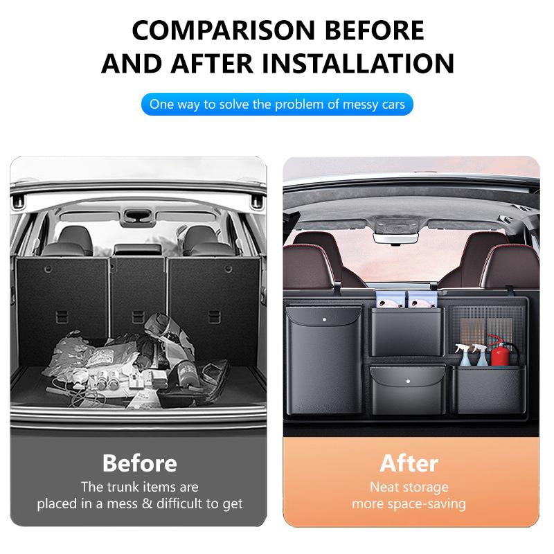 SEAMETAL Car Trunk PU Leather Storage Bag Large Capacity Hanging Organizer Car Backseat Pocket Suitable for SUV Crossover