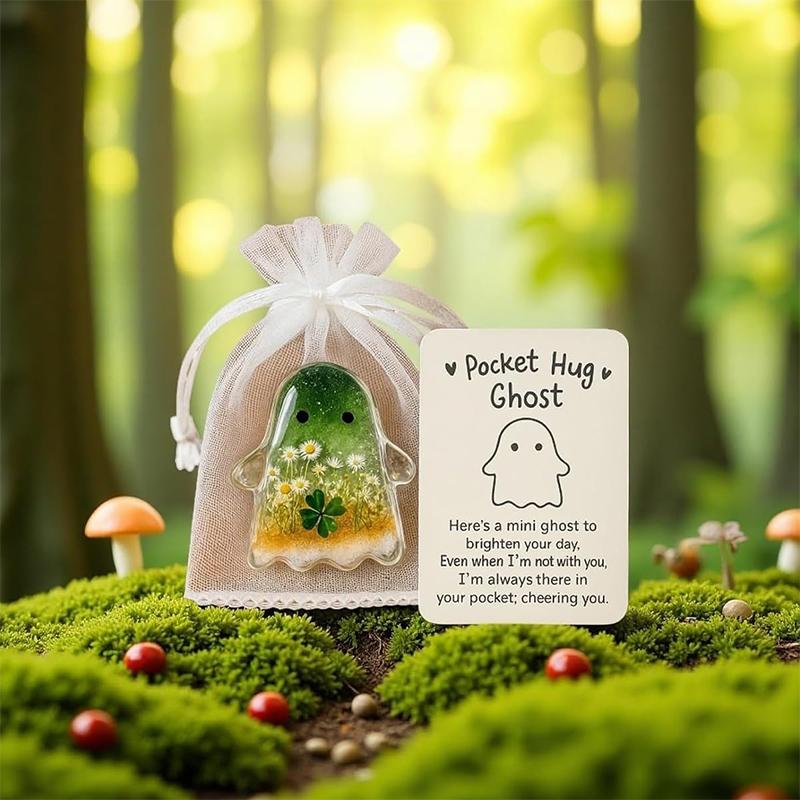 Halloween Ghost Pocket Cards Pocket Comfort Ghosts Pockets Hug Ghost With Encouragement Card Cute Mini Charm Gifts
