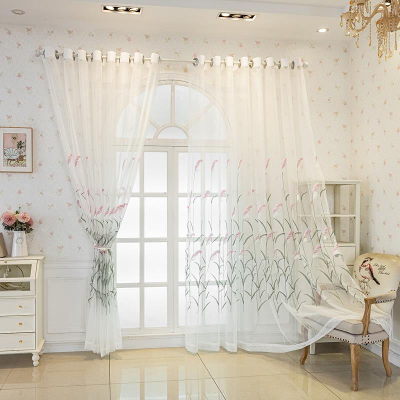 White Sheer Wheat Leaf Pattern Light-Filtering Privacy Curtains,Suitable for Hotels, Offices, Schools, Country Churches, Living Rooms, Bedrooms