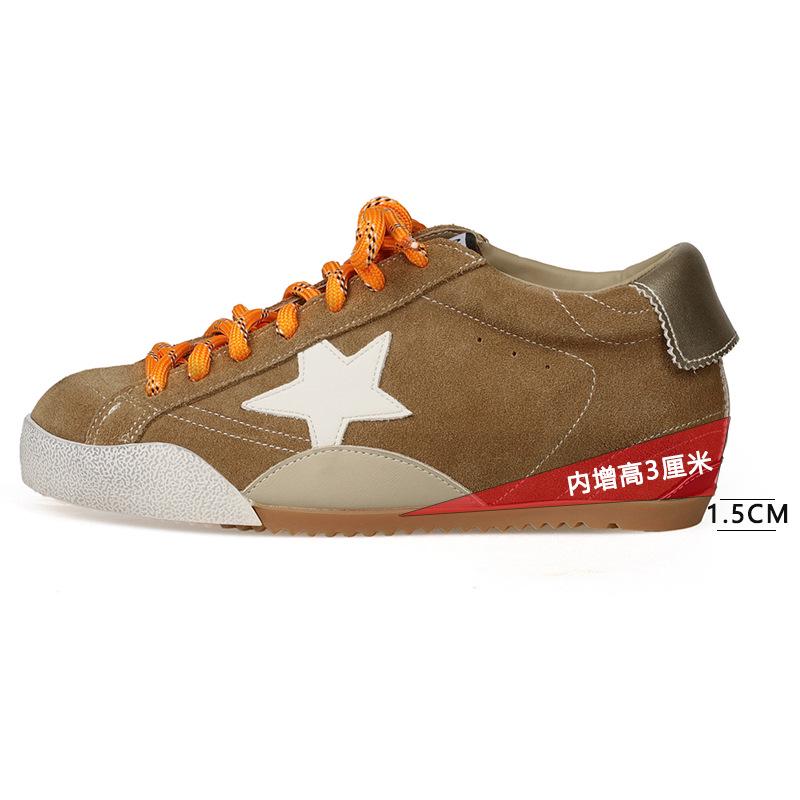 

Женские ретро кроссовки на скрытой платформе с эффектом потертости и звездой - Черные, Универсальные повседневные немецкие кроссовки, Новинка осени 2025 года. EU 38