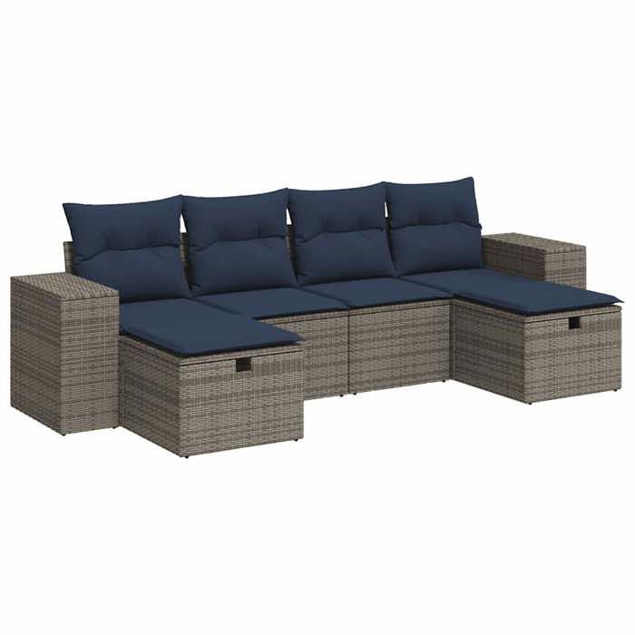 VidaXL Garden Lounge Set 6 Pcs with Grey Cushions Wicker 3325727