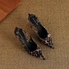Krazing Pot Sheep Suede Summer Size 42 Leopard Decoration Slingback Thin High Heels Women Women Pointed Toe Pumps