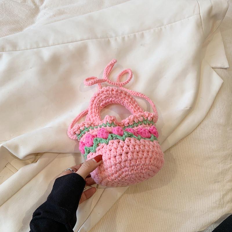 Trendy Korean Childrens Handbag With Charming Flower Design Lightweight And Stylish Pink Basket