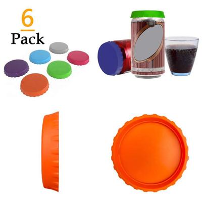 6Pcs Soda Lid Cover Good Sealing Bar Accessories Tear-resistant Silicone Beer Can Stopper Convenient Spill-Proof Solid Color