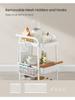 SONGMICS 3-Tier Storage Cart, Rolling Utility Cart, Metal Mesh Shelves, 2 Removable Pegboards, 2 Hanging Holders, 4 Hooks