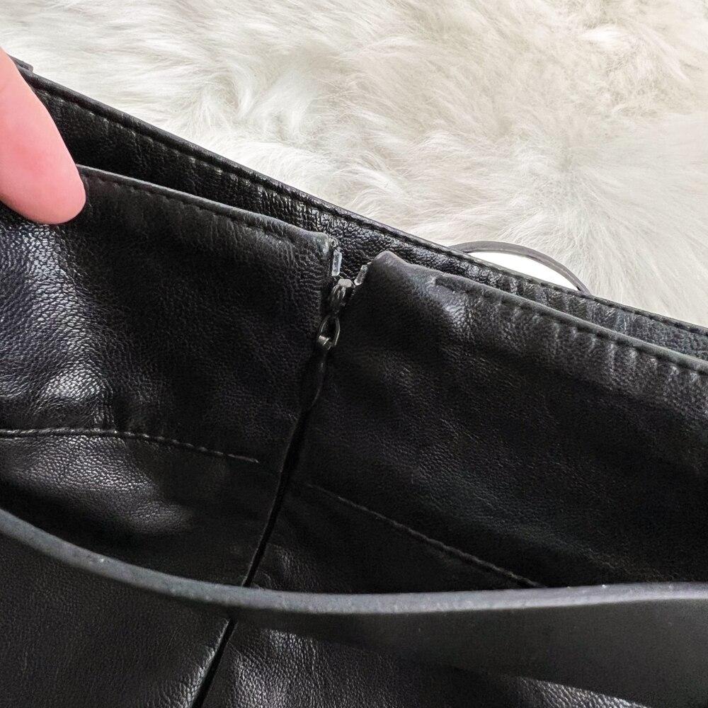 Herbst und Winter Retro Temperament Hohe Taille Schlank Paket Hüfte Einreihig Langer Abschnitt Offen Gewaschenes Leder Halbkörperrock