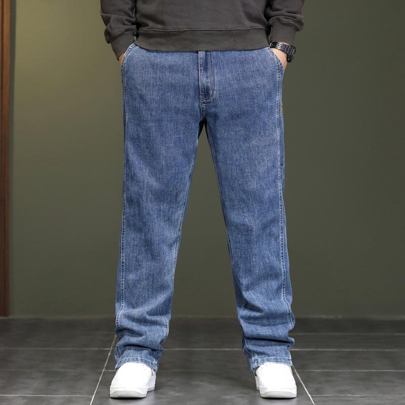 Jeans di grandi dimensioni ad alta elasticità Pantaloni larghi dritti da uomo Plus Size Jeans di nuova moda