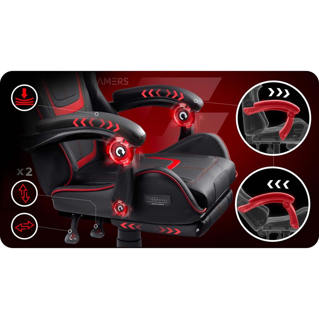 Sofotel Specter Gaming Chair, Swivel Player Chair With Footrest, Bucket Seat Style