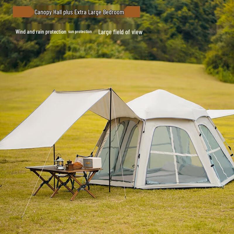OEING Automatic Pop-Up Camping Tent with Canopy 3-5 Person