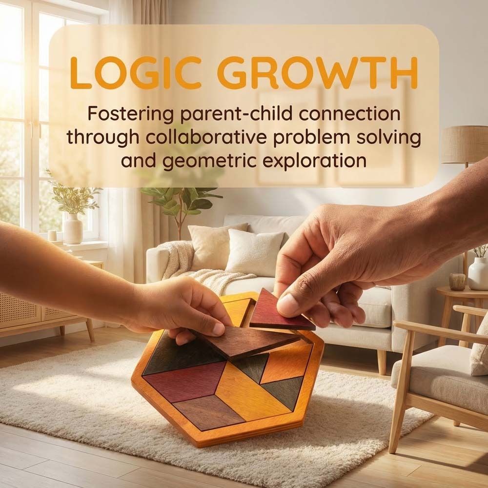 Challenges Wooden Tangram Puzzle Interactive Jigsaw Puzzle Board  Boys Girls