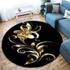 1 Stück runde Teppiche mit goldenem Blumenmuster, wasserdicht, rutschfest, dick, gepolstert, strapazierfähig, bequem, Stehmatte für die Küche