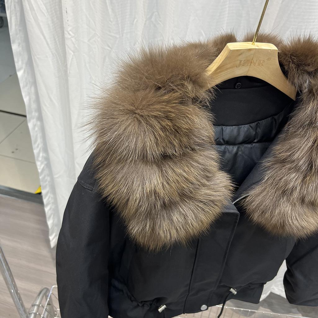 Winter New Natural Fox Fur Collar Short Down Jacket Women's Thickened Warm Loose and Thin Pie Overcome Coat