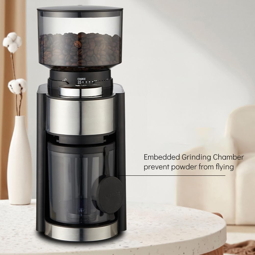 Hosioe Electric Burr Coffee Grinder, Adjustable Automatic Conical Burr Mill, Coffee Bean Grinder with 25 Grinding Settings, 2-12 Cup Capacity, French