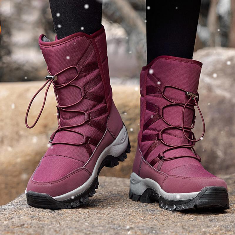 36-42 Stivali da Neve Invernali da Donna Scarpe di Cotone Scarpe Calde Ispessite Stivali di Cotone Antifreddo Scarpe da Trekking Bianche