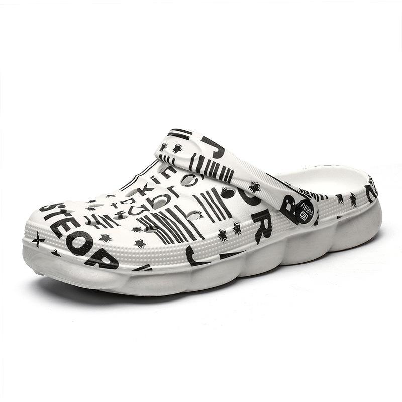 Couple hole shoes outdoor non-slip thick-soled men's beach shoes summer camouflage two wear soft-soled bag head slippers