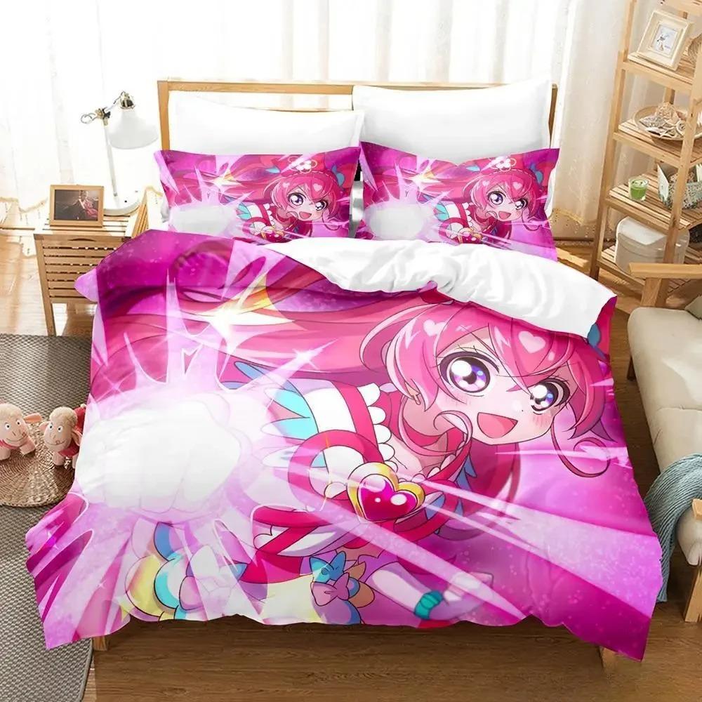 Smile PreCure 3D Anime Bedding Set Single Twin Full Queen King Size Kawaii Duvet Cover for Adult Kid Bedroom