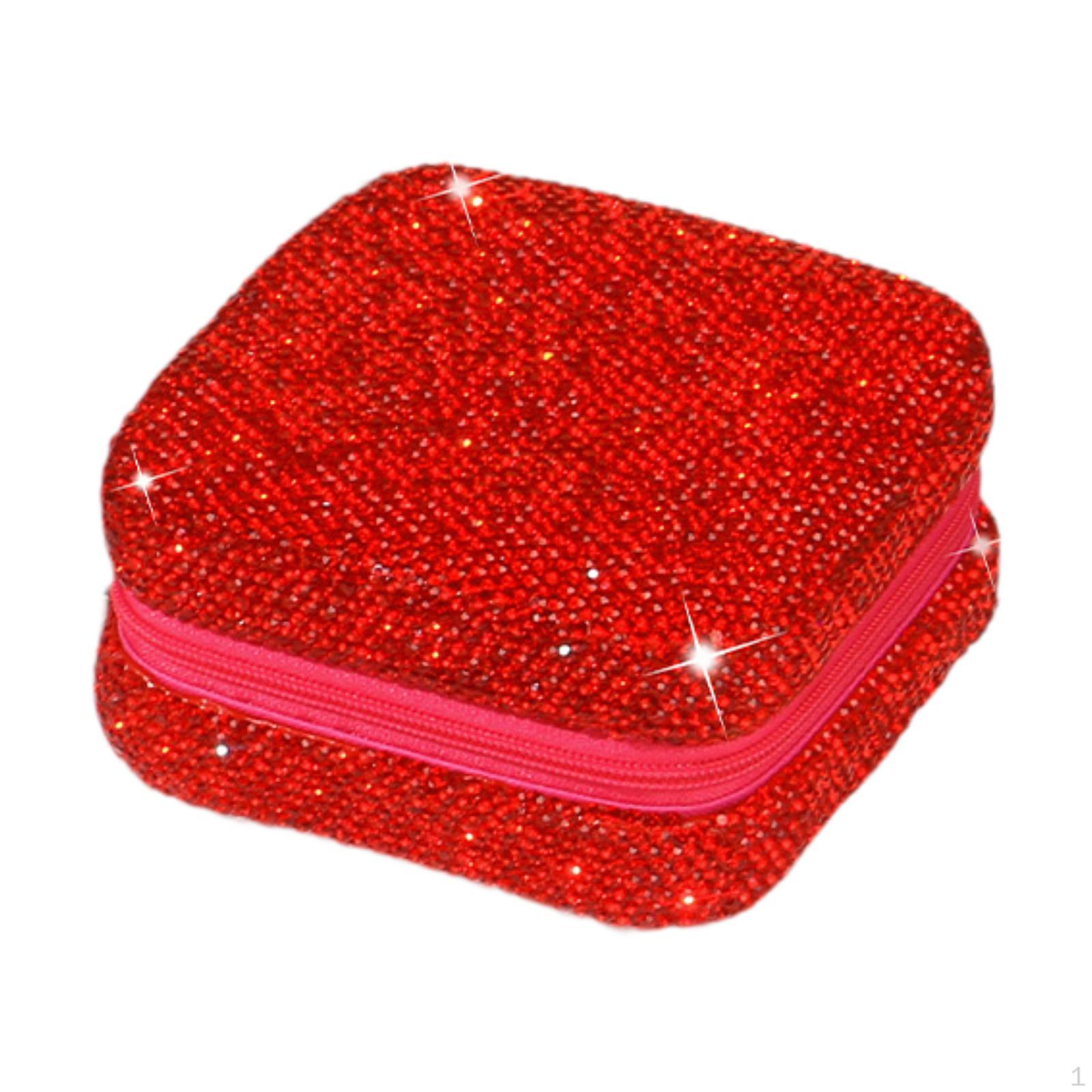 

Стразы шкатулка для украшений футляр для украшений портативный блестящий декор ожерелья серьги органайзер для красный