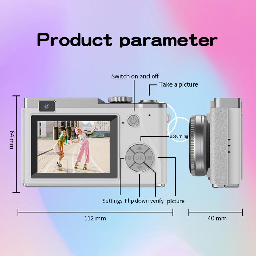 4K Digital Camera 64MP Children Camcorder With Anti-Shake 16x Zoom Compact Cameras 1080P Cameras For Beginner Photography