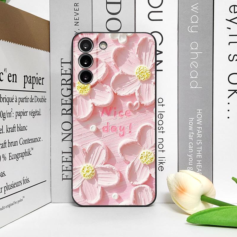 Art Oil Painting Flower Phone Case for Samsung S25 S24 S23 Ultra S22 Plus S21 S20FE S25edge M54 M55 5G Soft Silicone Back Covers