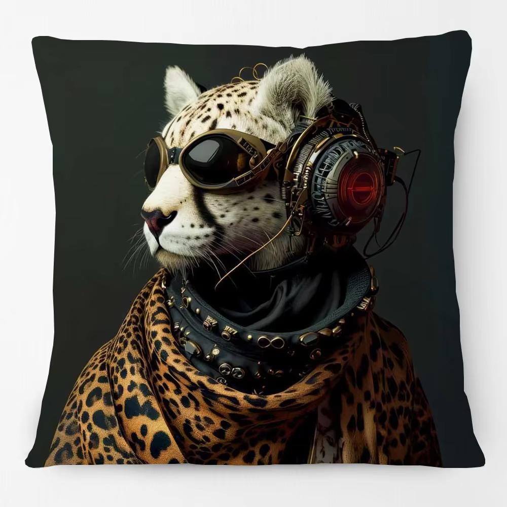 Animals Portrait Poster Pillowcase European Fashion Leopard Royal Lion Zebra Living Room Cushion Cover Square Home Decoration