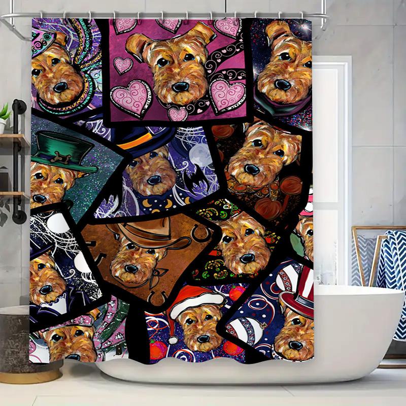 

Creative Dog Pattern Shower Curtain Set Waterproof Bath Decor for Home Bathroom 90x180cm