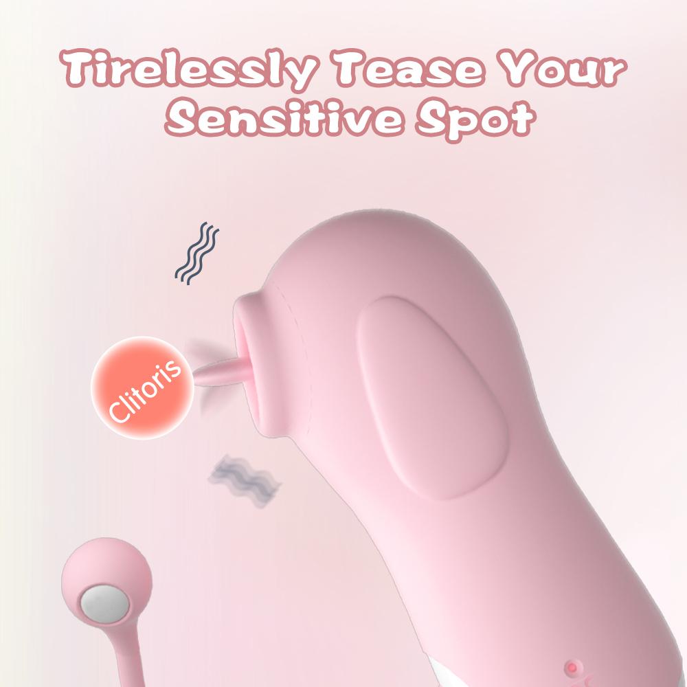 2 In 1 Tongue Licking Vibrator for Women Clitoris Stimulator Nipple Vaginal Massager Blowjob Female Masturbation Adult Sex Toy