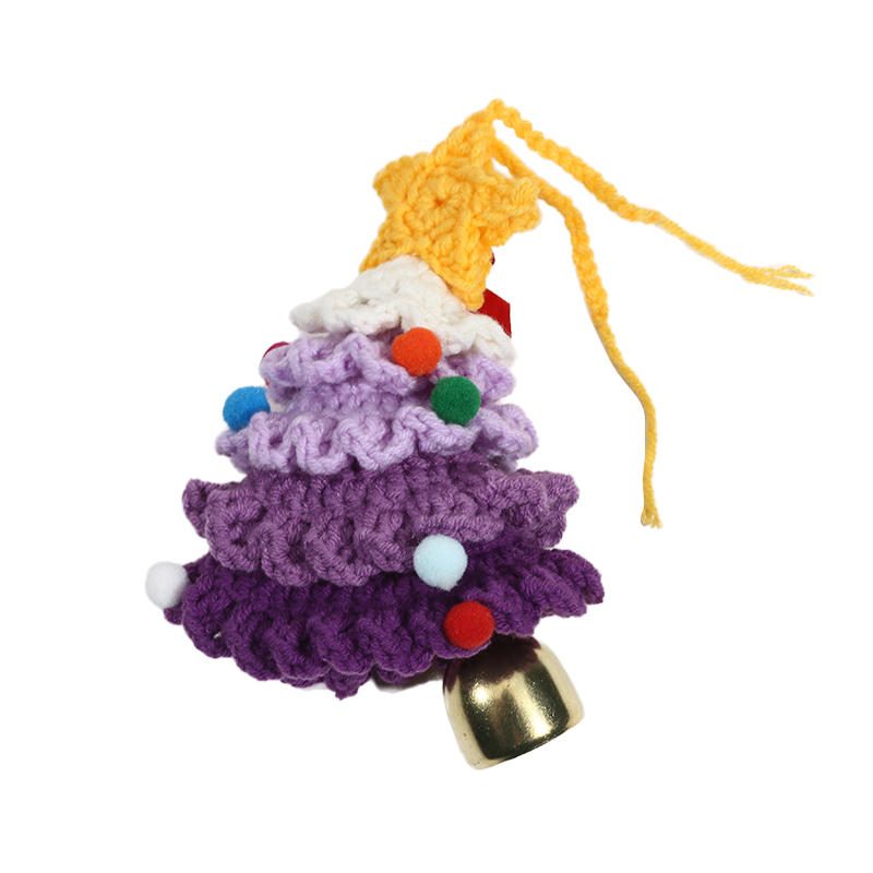 

ChristmasTree Pendant Knitted Christmas Tree Ornaments With Gold Jingle Bell For Holiday Home Party Decoration Gifts