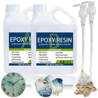 Epoxy Resin Kit 32OZStrong, Bubble-Free, Anti-Yellowing Art Resin ThatSuitable for Casting, DIY, Molds, Easy To Mix 1:1 Ratio