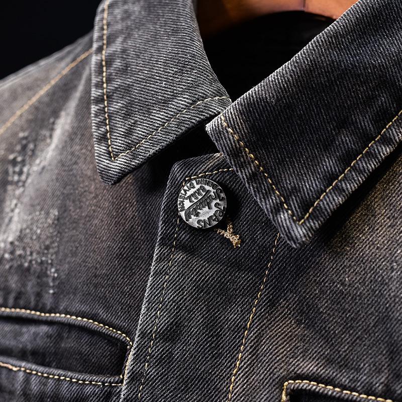 Spring and Autumn New Japanese Loose Retro Old Personality Heavy Embroidered Jacket Denim Men's Jacket