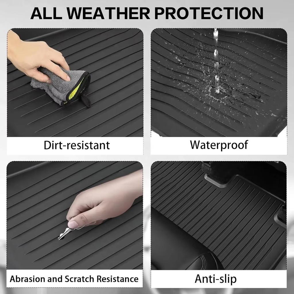 Car Trunk Mats For New Tesla Model Y 2025 Juniper TPE Floor Mats & Cargo Liner All Weather Trunk Mats Floor Liner Backrest Mats