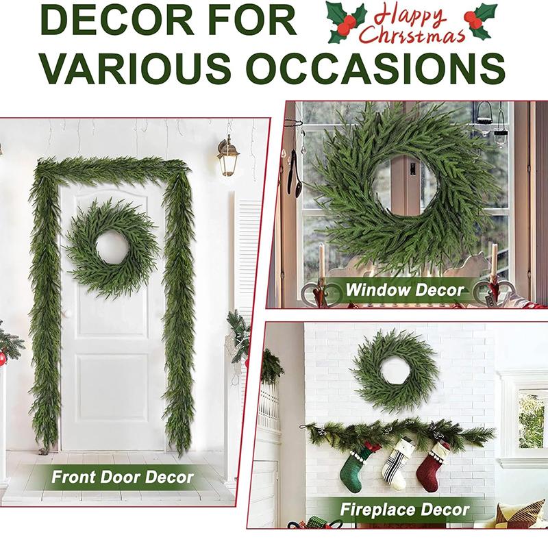 180cm Christmas Wreath Front Door Decoration Artificial Green Pine Wreath for Xmas Home Indoor Walls Decoration 2025 Navidad