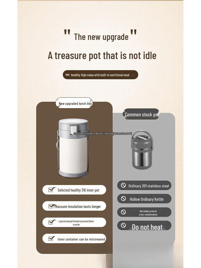 Stainless Steel Insulated Multi-Layer Lunch Box for Office Workers - Large Capacity, Long-Lasting Heat Retention Bento Bucket