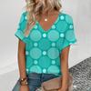 Nuove T-shirt a pois estive Stampa 3D Moda Donna Scollo a V Manica Corta T-shirt Y2K Casual Tee Abbigliamento Femminile Harajuku