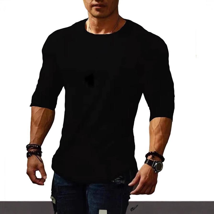 Spring and Summer New Casual Solid Color Men's Round Neck Long Sleeve T-shirt Slim Fit Youth T-shirt