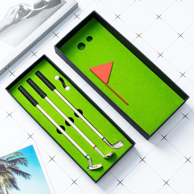 Luxury Golf Gift Ballpoint Pens Set Desktop Mini Golf Green Metal Pen Personalized Custom Logo Name Teacher Gift School Supplies