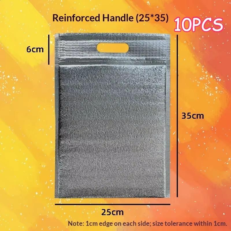 10Pcs/Pack Ice Cold Warm Aluminum Foil Bag Food Thermal Delivery Carrier Insulation Bag with Closure Drink Storage Cooler Bag