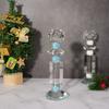 Crystal Glass Candle Holder Blue Diamond Candelabrum Transparent Candlestick Wedding Home Decoration Accessories