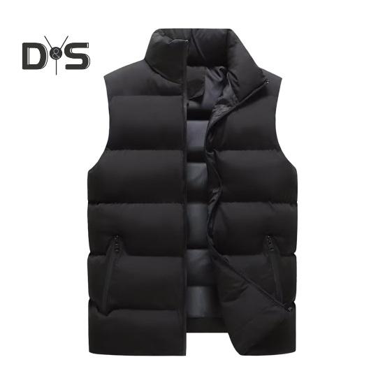 

Мужской жилет с воротником-стойкой, без рукавов, застежка-молния, жилет, пальто с карманами, однотонный утолщенный стеганый жилет, куртка M чёрный