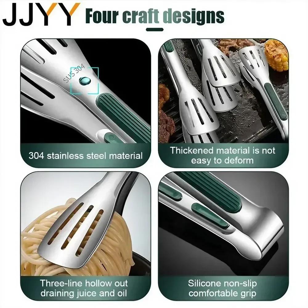 Stainless Steel Non-Slip Food Tongs Meat Salad Serving BBQ Grill Kitchen Cooking Tools Accessories