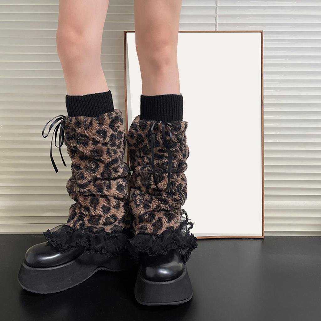 Women Furs Leg Warmer Winter Furry Long Boot Cuffs Fuzzy Shoe Cover Party Costume for Holiday Festival Performances Play