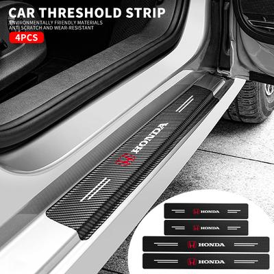 4Pcs Car Door Sill Protector Carbon Fiber Pattern Threshold Stickers For Honda Odyssey Spirior CR-V Civic HR-V City Accord OM4 Mkdv9