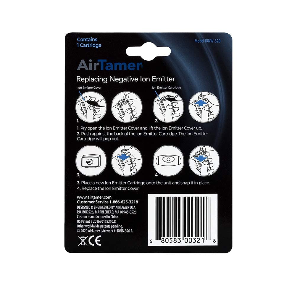 AirTamer Personal Air Purifier Replacement Negative Ion Emitter Cartridge for AirTamer Model A320W - (White)