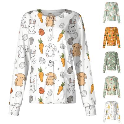 Women's Casual Long-sleeved Single-breasted Printed Protective Clothing Cardigan Top
