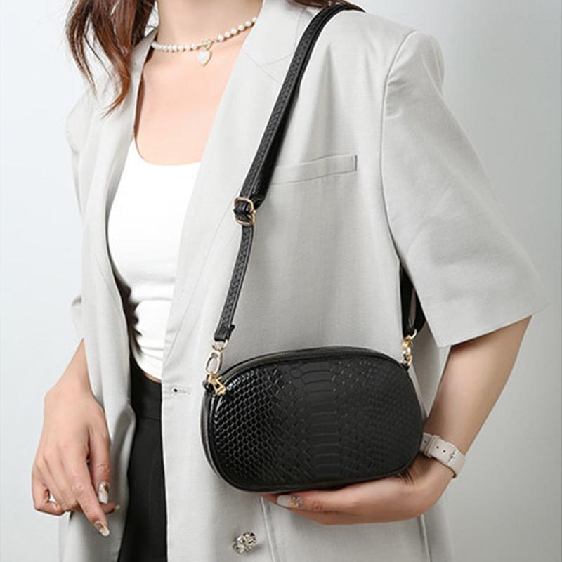 One-shoulder Messenger Women's Bag Crocodile Pattern First Layer Cowhide